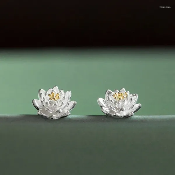 Brincos de garanhão estilo chinês 925 esterlina prata platinada platinum try-d lotus for full anniversary wedding namorada jóias