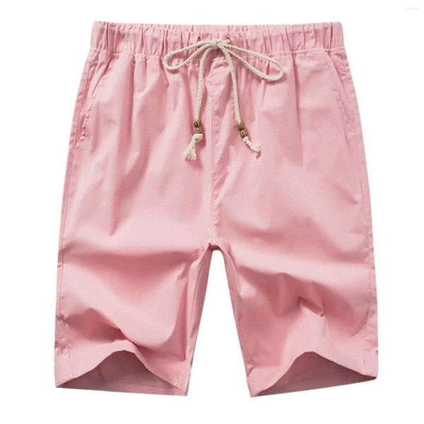 Calça masculina homem de algodão masculino verão casual sólido curto calça calça as calças rosa confortável