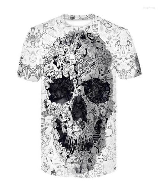 Men039s T -Shirts Schädel T -Shirt Männer Skelett T -Shirt Punk Rock T -Shirt -Waffenhemden 3D -Druck Vintage Gothic Herren Kleidung Sommer to2562245