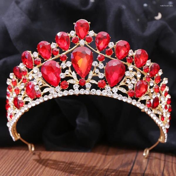Clipes de cabelo barroco de luxo Cristal contas de coração Tiaras coroa grande concurso de strass de strass