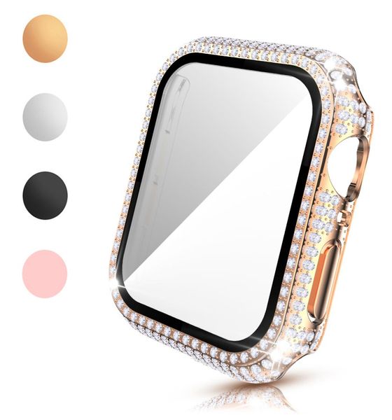 Film Glass Full Diamond PC Case per Apple Watch Series 6 SE 5 4 3 Case Accessori IWATCH 40mm 44mm 38mm 42mm Protettore schermo BU3589555