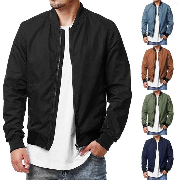 Giacche da uomo giacca leggera Bomber Copertura con cerniera con cerniera Corso corsetto posteriore Inverno Coovra