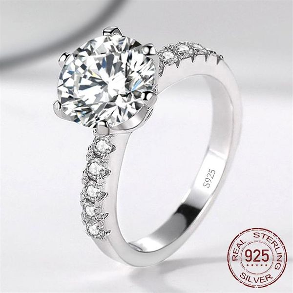 2 0CT Silver 925 Rings Natural Gemstone Zirconia Diamond Wedding Ring for Bride Women Band Jewelry Jewelry J-4272708