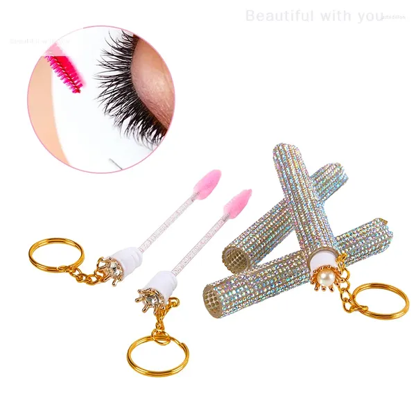 Escovas de maquiagem 1pc reutilizável tubo de rímel vazio com cílios de cílios Gold Chain Micro Lash Spoolie Mini Cilia Comb