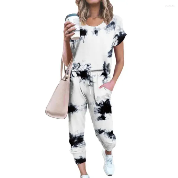 Женские брюки с двумя частями Fashoin Women Pant Sets Suit Tie Tie Dye Loak Sports Supt Comse Stectrid