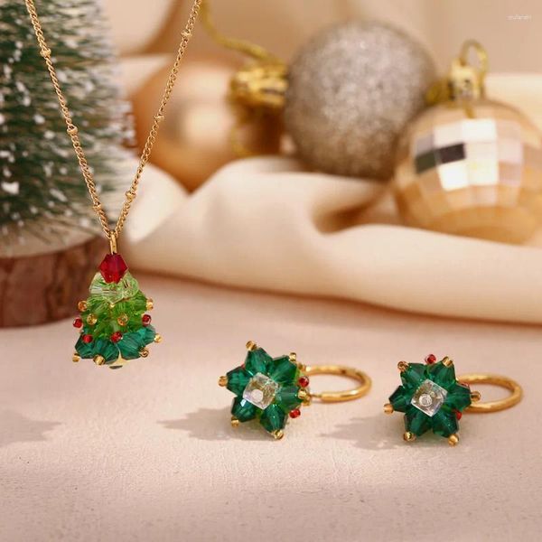 Colares pendentes Dianjun Vintage Christmas Tree for Women Fashion Rhinestone Tassel Ear Hook Xmas Casamento Jóias de Jóias Presente Presente Presente