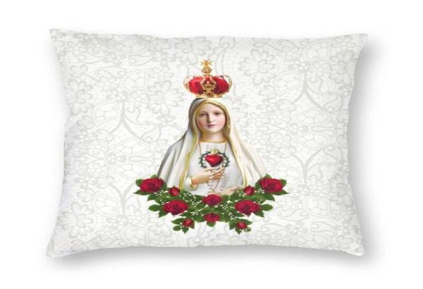 Almofado de travesseiro de amortecedor Fashion Nossa Senhora da Fátima Virgem Mary Cushion Sofa Home Decoration Portugal Rosário Católico Squar7926458