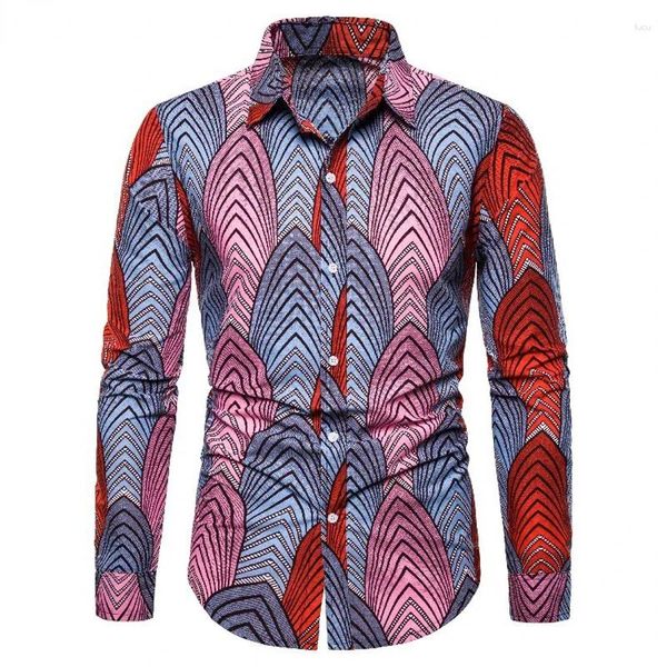 Camisas casuais masculinas camisa de estampa africana masculina vestido de cera Batik mass de manga comprida Roupas tradicionais da África