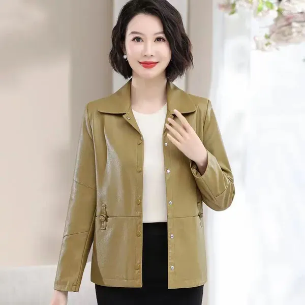 Couro feminino ZXRYXGS 2023 Jaqueta PU de fivela de primavera de estilo chinesa para roupas de roupa de saída moda e elegante