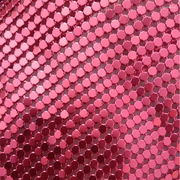 Tessuto di abbigliamento 45 150 cm di alta qualità Red Red Metallic Metal Mesh Tende di paillettes Sexy Women Abito da sera Cosplay da bagno