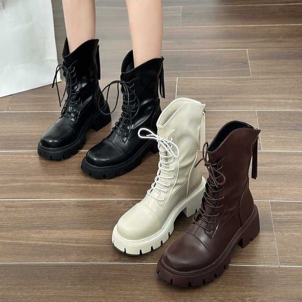 Short Martin Boots New Women's New Super Fire Lace Up Shoes European Good Show Height