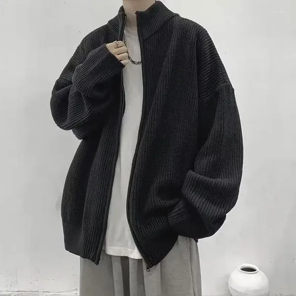 Con cappuccio da donna con cappuccio solido di colore solido minimalista mezza alta giacca cardigan da maglione uomini e donne coppie abiti alla moda sciolta per maglia casual