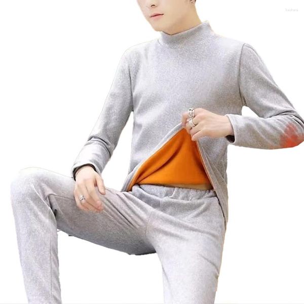 Herren thermische Unterwäsche Fleece ausgekleidet Long Johns Set Winter Warm halb Rollkragenpullope Oberer Bodengröße L-3xl Mehrere Farben verfügbar