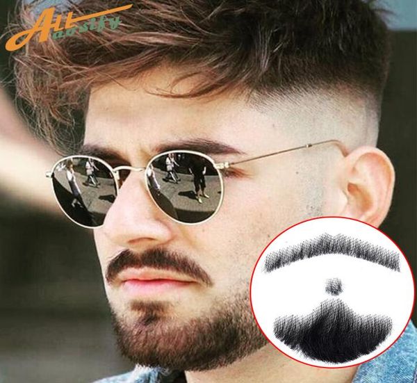 Allaosify -Bart -Requisiten unsichtbare Herren gefälschter Bart Realistischer Schnurrbart Vollbard Whisker Handel Herren Mustache8287146