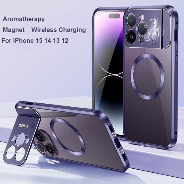 Per iPhone 15 Pro Max Case Caricatore wireless magnetico 13 14 Plus Alluminio Affermazione Portatore Porta Luxuria Copertura Clear Luxury