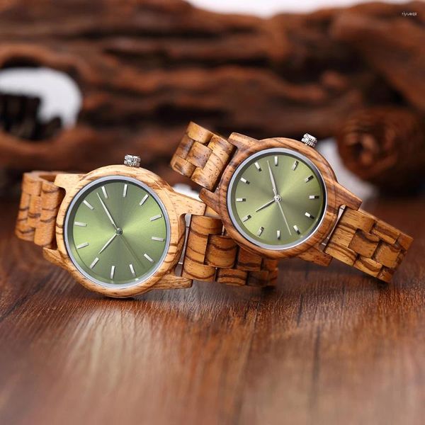 Relógios de punho Casal Wood Watch com moda de madeira de madeira cronógrafo Pulso personalizado para homens senhoras