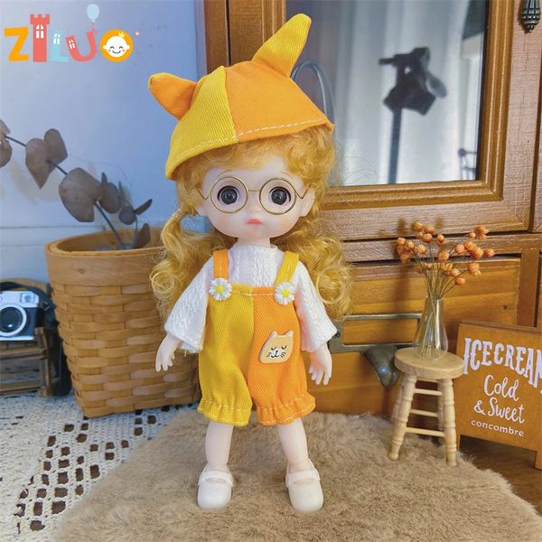 16 cm BJD Girl Doll Toy 3D Simulação Princesa Dress Up Toy Infantil Doll fofo Doll Multi Joint Birthday Gift 231225