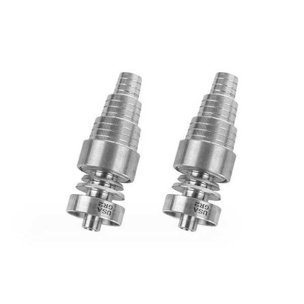 6 in 1 Domeless Edelstahl Nagel GR2 Nägel Rauchwerkzeugzubehör Einstellbarer Adapter für Titanium Glas Bong Wasserpfeife Schaufel Öl Rigs