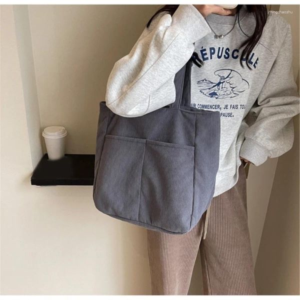 Abendtaschen stilvolle Cord -Einkaufstasche große Kapazität Handtasche perfekt für Arbeitsschule Reisen