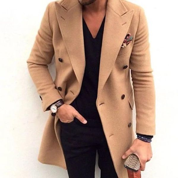 Jacken Khaki Tweed Langjacke Klassische Winter Warmmänner Anzüge Mantel Neues Design Slim Fit Tweed Blazer Casual Business Anzugjacke nur