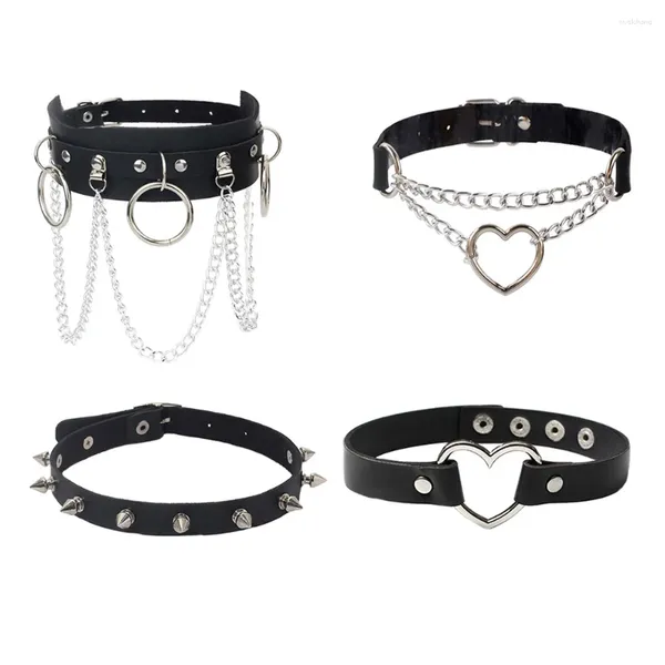 Anhänger Halsketten 4 PCs Punk -Halskette Halskette für Frauen Goth Spike Kragen