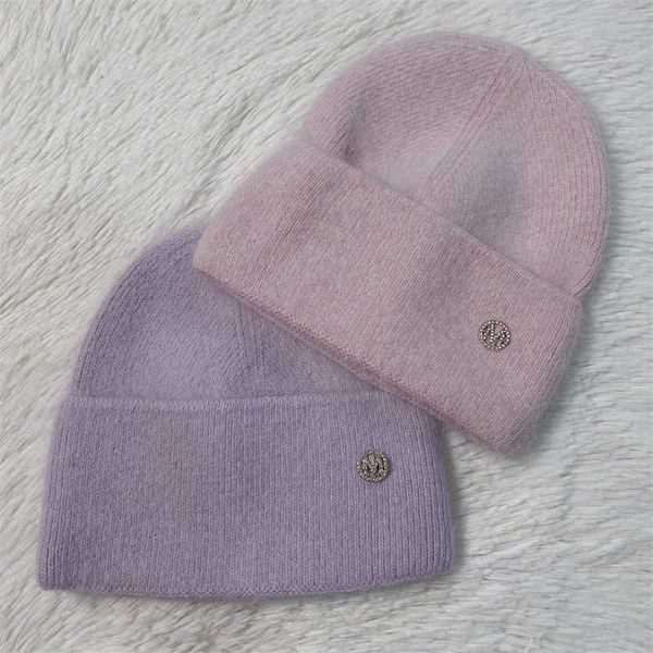 Cappello di lana M-letter a doppia piega autunnale e invernale per il calore per bambini grande cappello a maglia per la testa a maglietta in faccia alla moda piccolo cappello freddo versatile