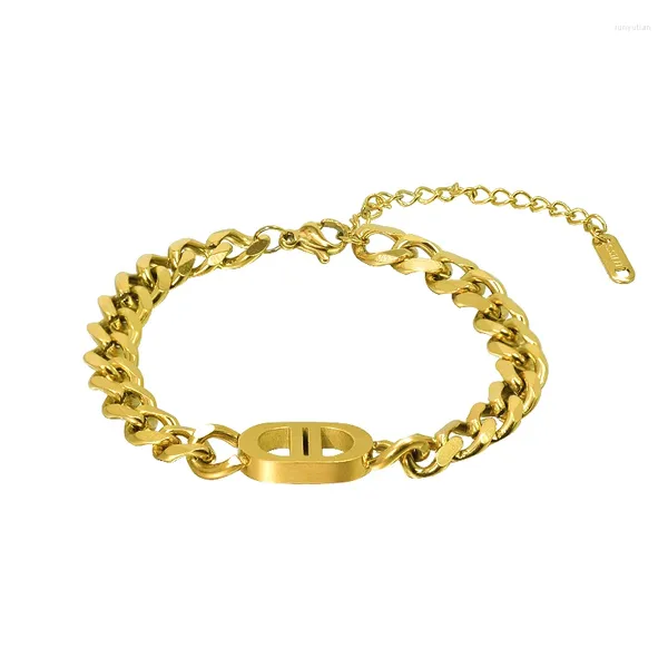 Pulseira de aço inoxidável para mulheres para mulheres personalizadas manchas de ouro nunca desaparece