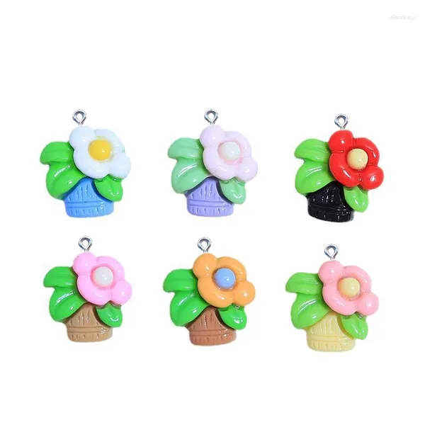 Charms 10pcs Kawaii Blumenpot Harz für Schmuck Herstellung von DIY -handgefertigt