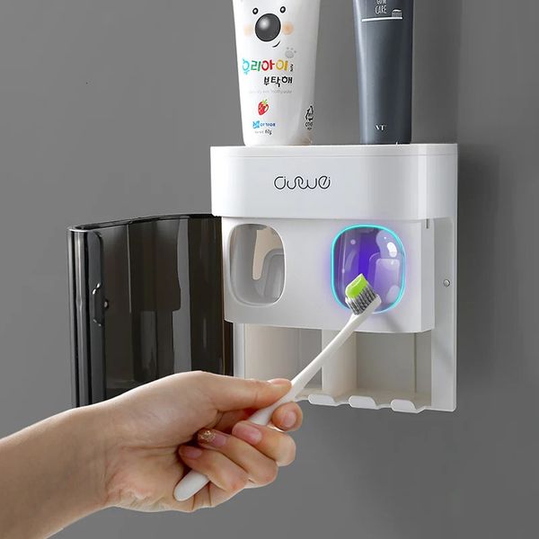 Porta di spazzolino da denti da denti da denti a polvere automatico multifunzione con copertura magnetica per accessori per il bagno 231222