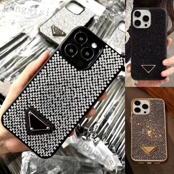 Luxuriöse Glitzer-Handyhüllen für iPhone 15 Pro Max 14 12 15promax 13 15Pro, Modedesigner, glitzernde Strasssteine, Diamant-Juwelenbesatz, 3D-Kristall, Damen-Rückseite