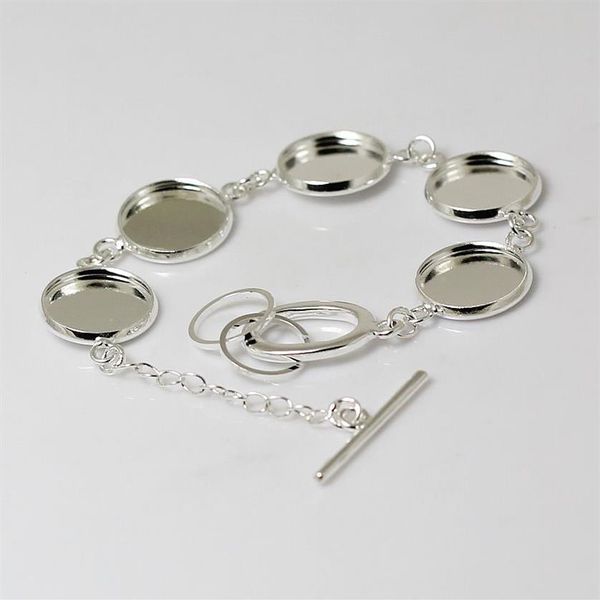 Bandejas de pulseira de contas em branco Po redondo em branco de latão com cinco molduras para resina redonda de 14 mm ou ID de cabochon 12141272h