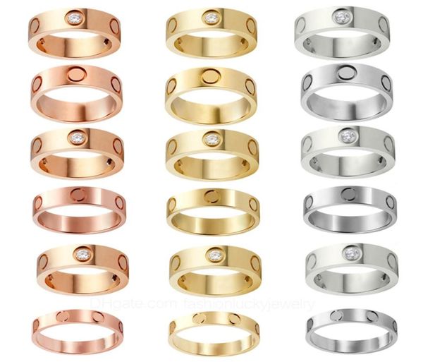 Moda lüks elmas yüzük tasarımcısı mücevher kendini sevgi ring gül altın vidalı paslanmaz çelik 3 elmas erkek nişan yüzükleri 6471574