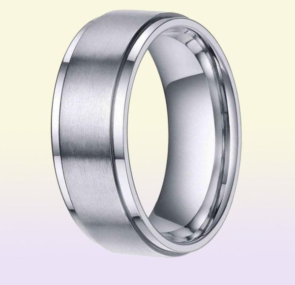 Tigrade 68mm Gümüş Renkli Tungsten Karbür Yüzük Erkekler Siyah fırçalanmış alyans erkek nişan yüzükleri kadınlar için moda bague2664700