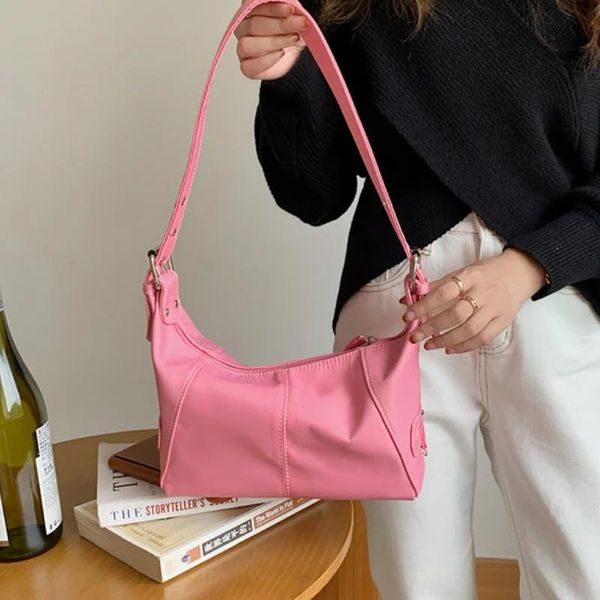 Borse Borsa a tracolla piccola Hobos da donna in nylon retrò Borse da donna sotto le ascelle di alta moda Borse da donna Borsa rosa Borsa a tracolla Borsa per ascelle