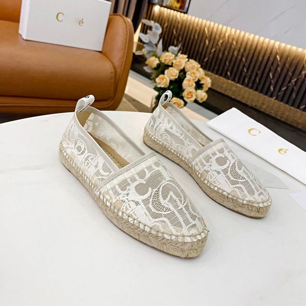 Espadrillas chiuse in tessuto di alta qualità Suola in gomma morbida in pelle Mocassini con tacco basso Slip-on di design di lusso da donna Scarpe casual Calzature di fabbrica con scatola