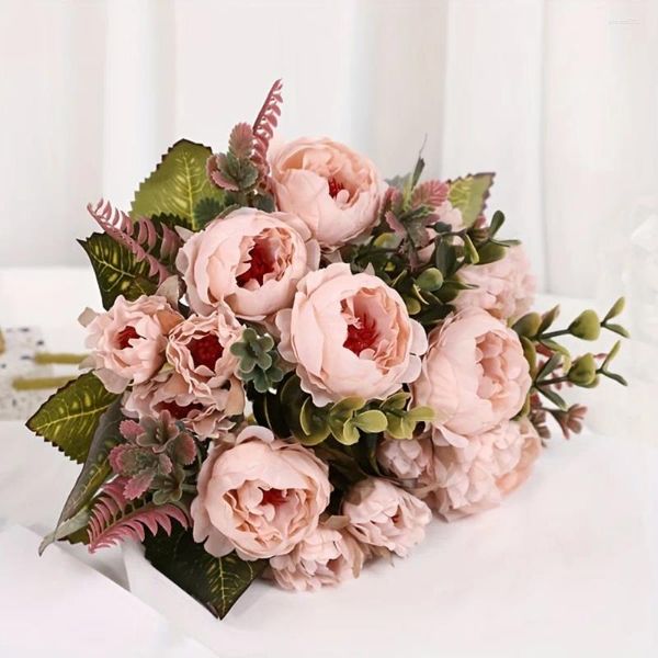 Fiori decorativi 1pc Peonia artificiale matrimonio fai -da -te artigianato da sposa bouquet soggiorno decorazione per casa decorazione esterna interna