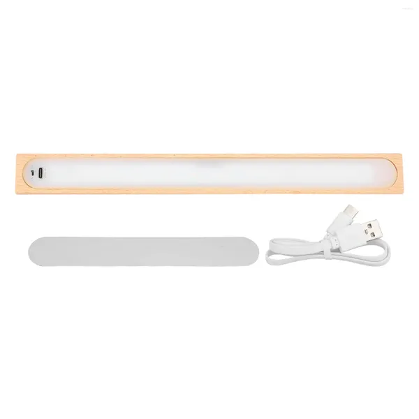 Luci notturne sotto l'armadio Light Legno 3000K Sensore di movimento wireless Sensore USB Striscia a LED magnetica ricaricabile per