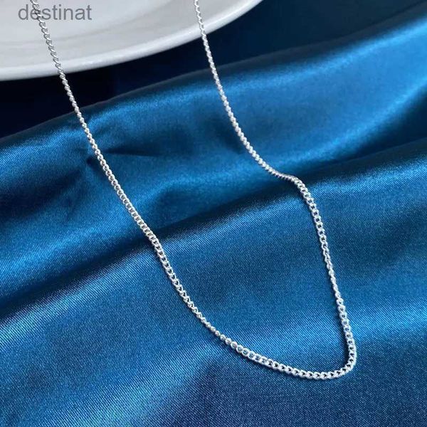 Ожерелье из бисера 925 Серебряное колье стерлингового серебряного ожерелья 2 мм 16-30 дюймов по боковой связи Цепное ожерелье для женского модного свадебного подарка