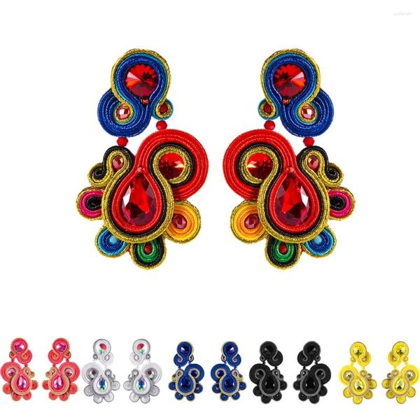 Brincos dangle Kpacota Design exclusivo Drop colorido Boho étnico Soutache Jóias feitas à mão fazendo tecendo mulheres Brincando 2023 Presente