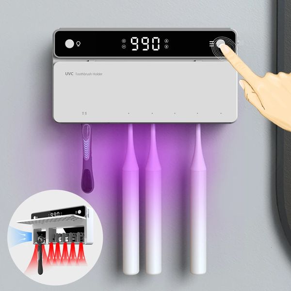 УФ-держатель для зубных щеток, перезаряжаемый быстросохнущий стерилизатор для хранения бритв со светодиодным дисплеем, аксессуары для ванной комнаты 231225
