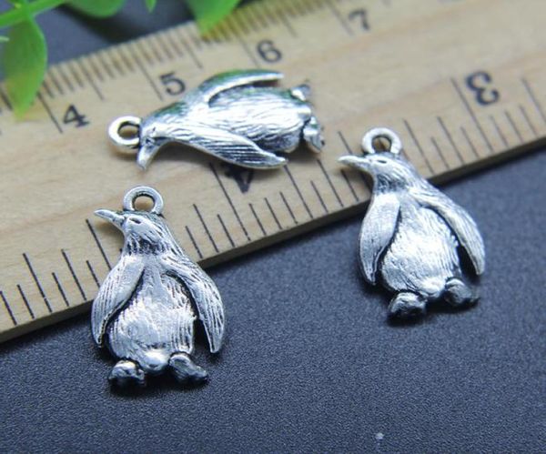 Todo 100 pçs bonito pinguim liga encantos pingente retro jóias fazendo diy chaveiro antigo pingente de prata para pulseira brincos 1877554