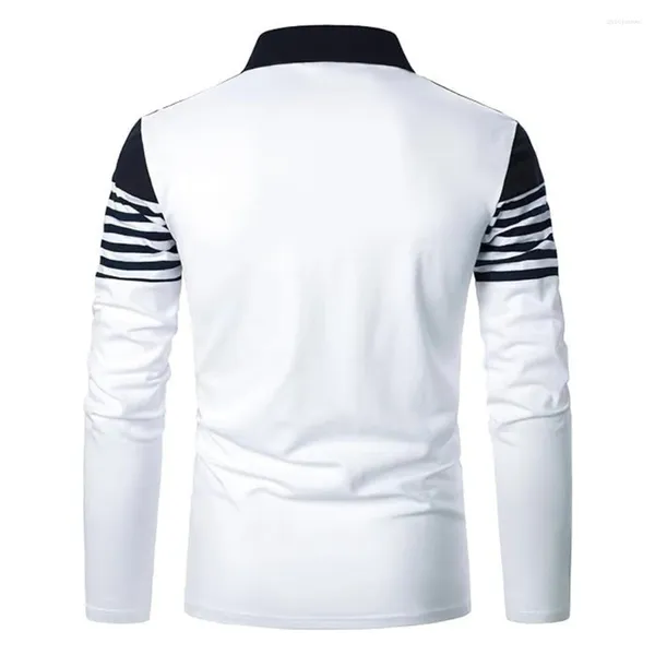 Herren Polos Business Style Striped Shirt für Männer Langhalte Langarm T -Shirt T -Shirt Sport T -Shirts Weiß schwarzes Grün grau