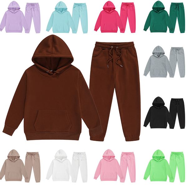 Brand da maré infantil Brand Boys Fleece Hoodie Conjunto de tracksuit com capuz Cuhk para crianças e meninas multicoloridas