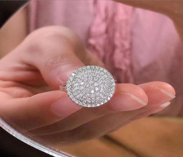 Ins Top Vender Anéis de Casamento Impressionantes Jóias de Luxo 925 Prata Esterlina Pave Branco 5A Zircão Cúbico CZ Diamante Festa Doce Bonito Wome6971463