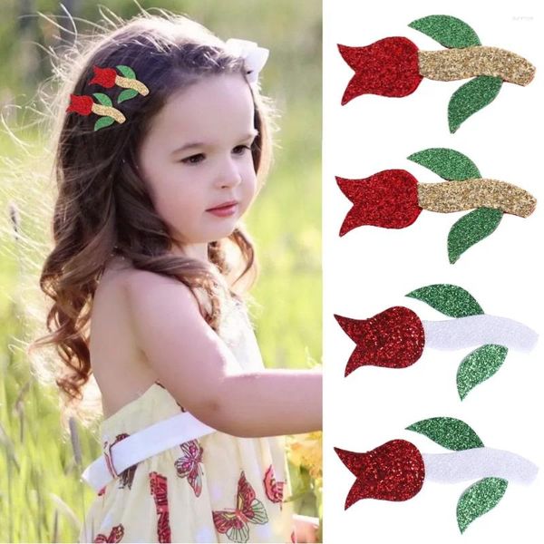 Accessori per capelli San Valentino Red Rose Hairpin glitter grattuoso Bangs di fiori Clip Creative Festival Gift Anniversary Party Decoration