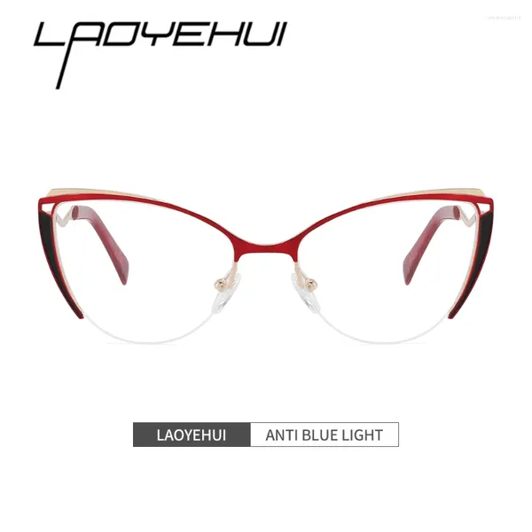 Occhiali da sole Occhiali da donna Trendy Blu Anti luce Lunetta Lenti miopia per le donne Cat Eye Minus Sight On Strength Occhiali da vista rossi -1