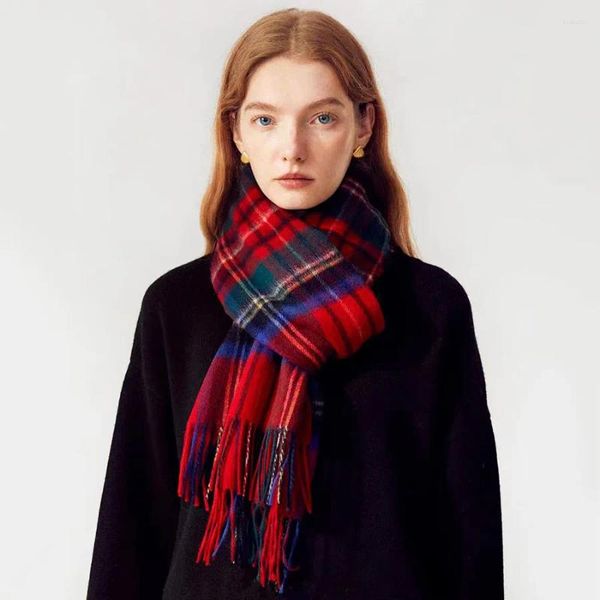 Sciarpe lana sciarpa unisex un cashmere caldo avvolge il plaid britannico per donne classiche controllate da uomini invernali