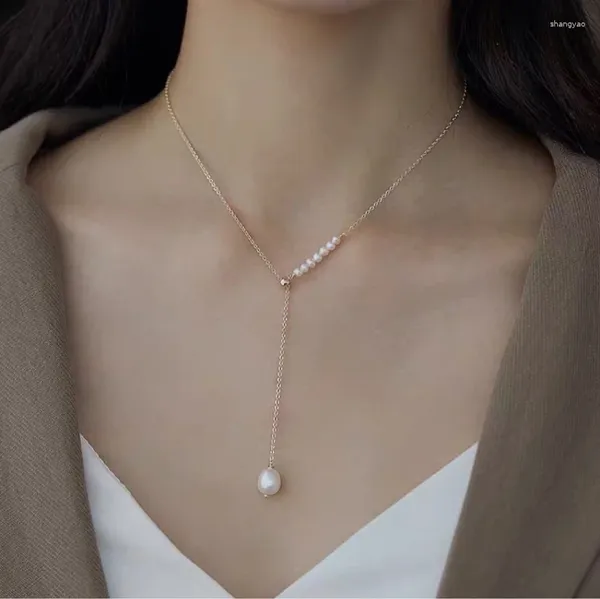 Подвесные ожерелья Allme Luxury Real Freshwater Pearl для женщин 14 тыс. Золото.