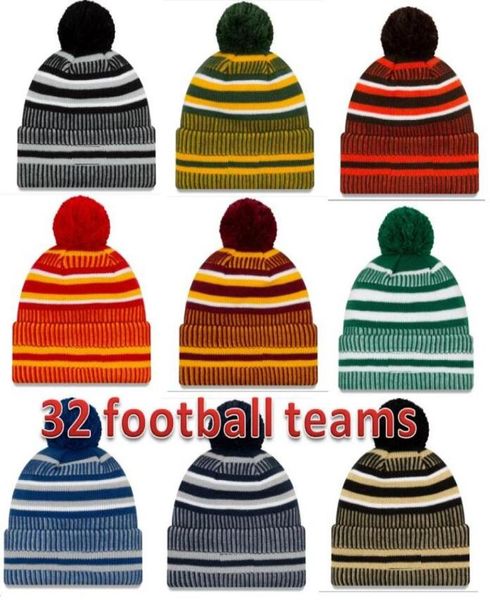 Fabbrica di cappelli direttamente Nuovo arrivo Berretti laterali Cappelli Football americano 32 squadre Sport invernali berretti in maglia linea laterale Beanie Knitted1771454