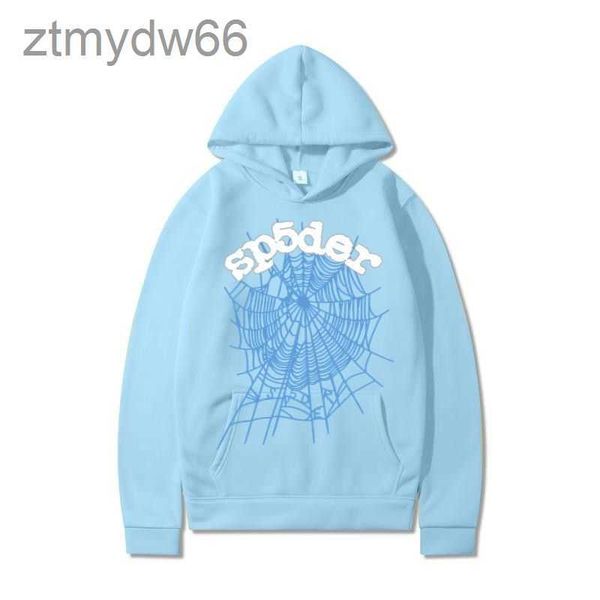 Felpa con cappuccio da uomo Sky Blue SP5der Hoodie Men Women 1 Hip Hop Young Thug Spider World World 555555 Luce con cappuccio con cappuccio stampata IXKF